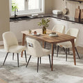 VASAGLE EKHO Collection - Dining Chairs Set of 4, Upholstered Kitchen Chairs, Comfortable Seat, Synthetic Leather with Stitching, Mid-Century Modern, Easy Assembly, with Storage Pocket, Cream White