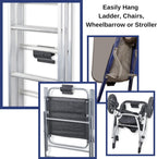 Ladder Hanger set of 4 For Garage Wall - Black Heavy Duty Utility Hook For Wall Mount Ladder Storage. Versatile Tool Holder To Maximize Space In Garden, Shed, Workshop, Hang Wheelbarrow, Folding Chair