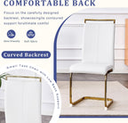 Marble Dining Table Set for 8,Modern 71''White Gold Dining Room Table with Chrome Plated XShaped Frame and White Leather Dining Chairs,Easy Assembley,Kitchen Table and Chairs for Dining Room