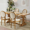Upholstered Dining Chairs Set of 4 French Country Oval Fabric Back Kitchen Side Chair with Wood Legs for Dining Room, Kitchen, Restaurant(Beige-Velvet)