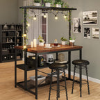 Industrial Kitchen Island with Storage & Power Outlet – 3-Tier Bakers Rack Coffee Bar Station, Heavy Duty Steel Frame, Spacious Prep Table with Shelves & 5 Hooks for Small Spaces, Dining, Living Room