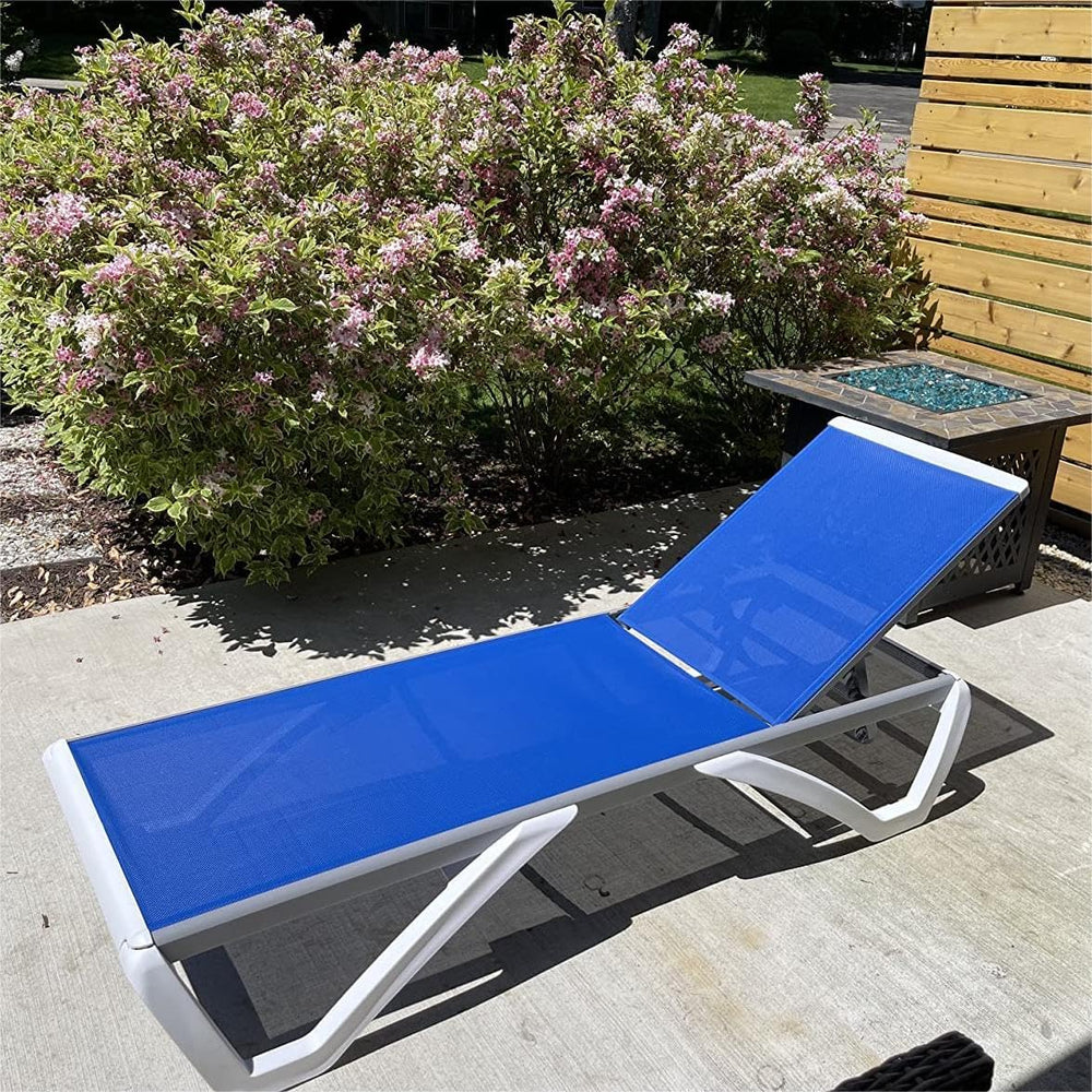 Domi Patio Lounger Chair Outdoor,Pool Lounge Chair, Blue | Adjustable Backres...