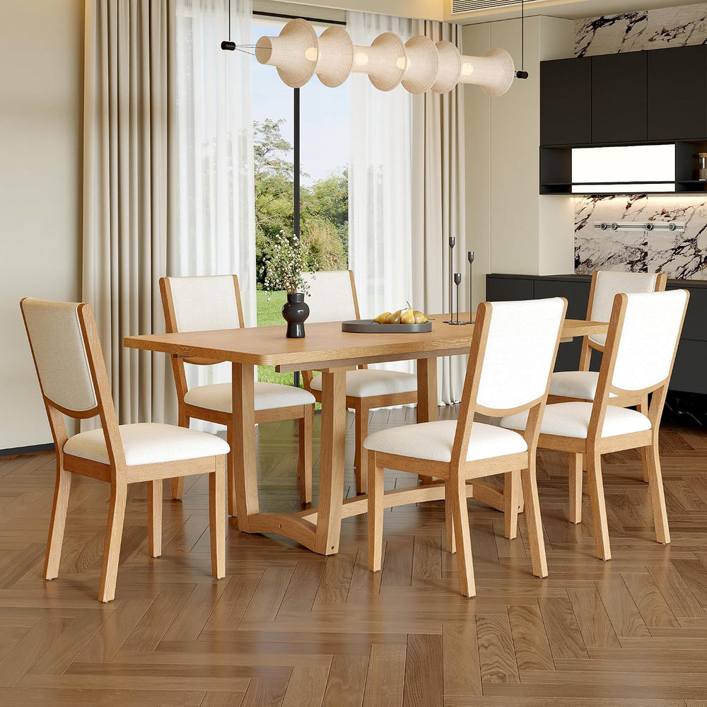 Merax 60"-78" Expandable Dining Table Set for 6, Large 7-Piece Soli...