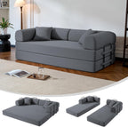 79" Boneless Couch for Living Room,Convertible Futon Sleeper Sofa Bed | 6-In-1 Boneless Couch,Corduroy Sleeper Sofa Bed with Pillows,Modular Floor Loveseat Pull Out Couch, No Assembly, Dark Gray