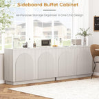 Yechen Fluted TV Stand with Arched Reeded Design Doors, Modern Entertainment Center with Storage for Up to 98", TV Media Console, TV Cabinet for Living Room, Bedroom/White Oak(2 PCS)