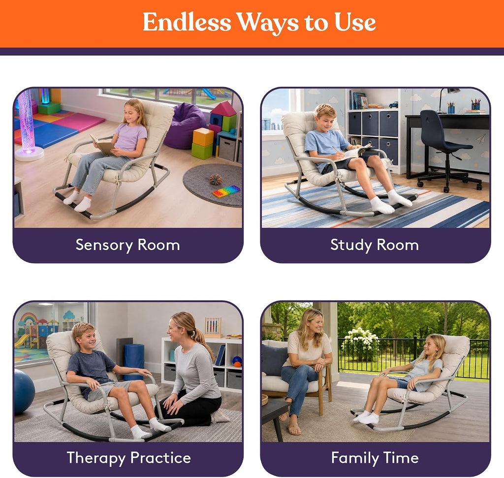 Special Supplies Sensory Rocking Chair for Kids, Preteens - Comfortable Preteen Rocker- Versatile Floor Chair with Soft Fabric and Stability for Playroom, Bedroom Ages 8-12