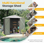 Furniwell 6x4 FT Outdoor Storage Shed, Metal Garden Sheds Outdoor Storage House with Single Lockable Door for Backyard Patio Lawn, Gray