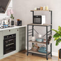Yaheetech 4-Tier Rolling Bakers Rack,Microwave Stand Kitchen Cart,Gray | Kitchen Bakers Rack on Wheels with 6 S-Side Hooks and Adjustable Feet, Utility Storage Shelf