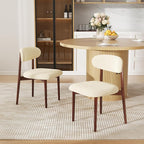 Wooden Dining Chair Set of 1, Modern Dining Chairs with with Curved Back, Fabric Upholstered Kitchen Dining Room Chairs with Adjustable Legs for Farmhouse Dining Living Room,Beige