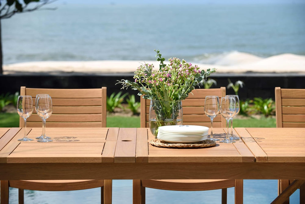 Amazonia Berlin 11-Piece Teak Finish Rectangular Extendable Patio Dining Set ...