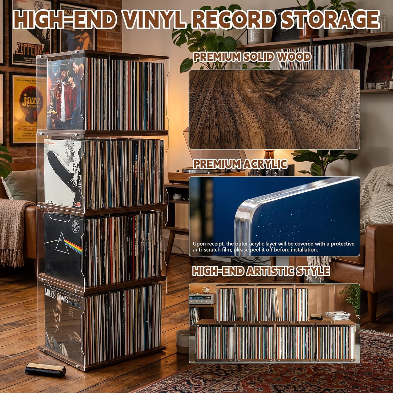 2Pcs Vinyl Record Storage Rack. Record Album Storage Bin. Holds 160–200 Records. Premium Transparent Vinyl Record Stand.Also Suitable for Storing Magazines, Books, Files, Or Cds.