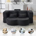 78” Folding Sleeper Sofa Bed, Full Size Boneless Couch, Black | Convertible Loveseat, Deep Seat, Soft Chenille, 4 Pillows, No Assembly Required, for Guest Living Room Bedroom