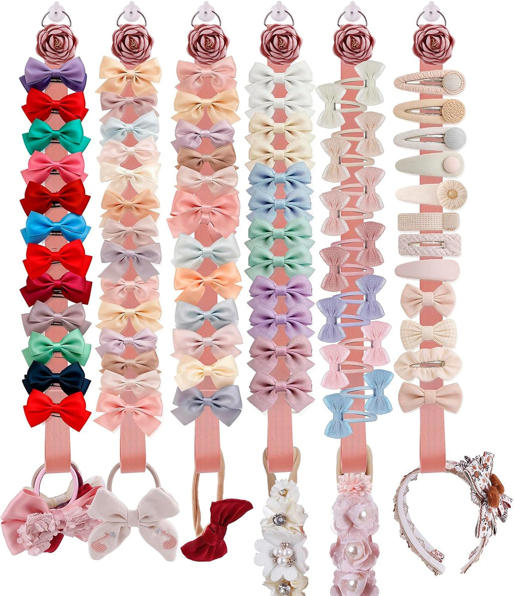 6PCS Bow Holder Hair Bow Organizer,Baby Decorative Hair Accessories Organizer,Flower Hair Clips Storage Bow Holder for Girls Hair Bows,Room Nursery Wall Hanging Decors (hua-6-B) (hua-6-B) (hua-6-F)