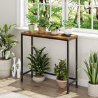 Simple Trending Narrow Side Table, 29.8" Console Table, Rustic Brown | Slim Entryway Table, Metal Frame, Adjustable Feet Pads, Industrial Style Behind Couch Table, for Entryway, Living Room