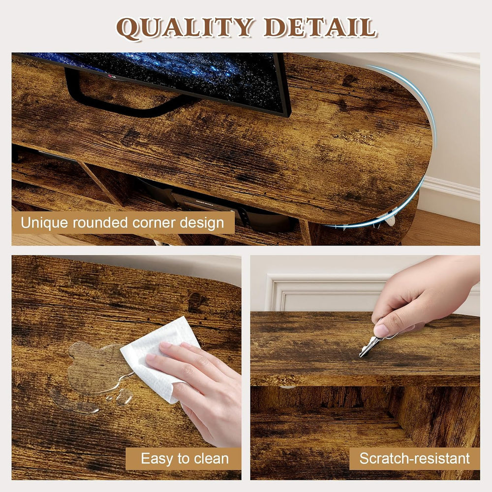 Solid Wood TV Stand for Living Room, Entertainment Center with Storage, TV Co...