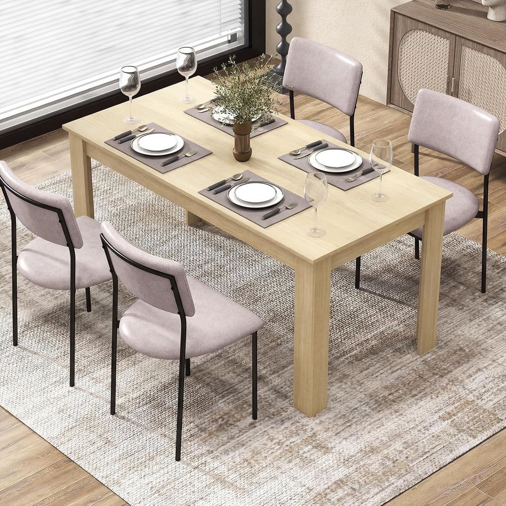 GOFLAME Dining Table for 4-6 People, 63” Modern Kitchen Table with L-Shaped L...