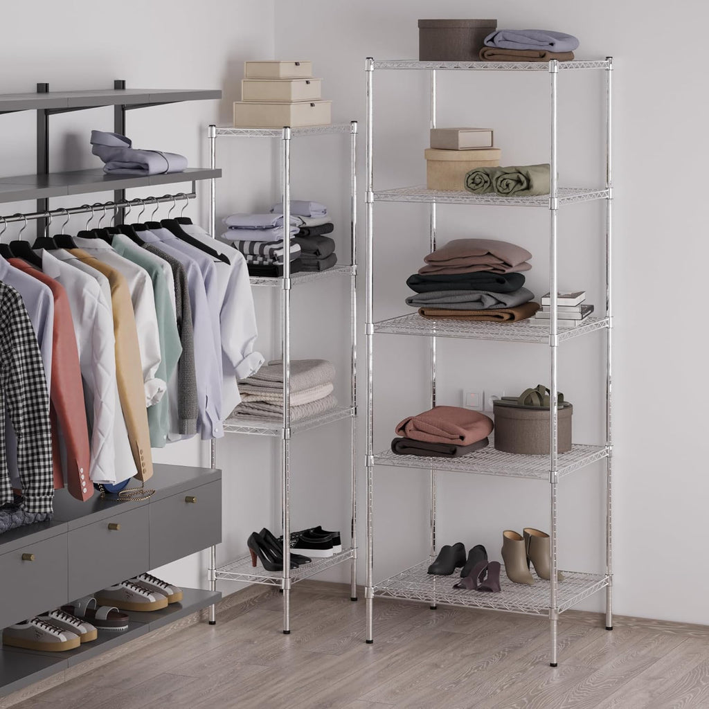 24" Deep x 30" Wide x 86" Height Wire Shelving Kit | 5-Tier | NSF Commercial Storage Rack Unit