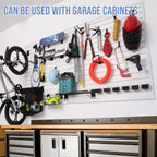 Slatwall Panels Garage Slat Wall Storage Systems 4'x 8', Slat Wall Paneling Garage Wall Organizer, White Slat Board PVC Wall Panels Slatwall Displays Garage Tool Organizer Wall Mount Ladder Bike Rack