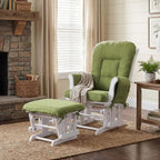 ANMINY 5pcs Glider Rocker Replacement Cushions Set - Thickened Glider Rocking Chair Cushions with 29.5 inch High Backrest & Side Pockets for Indoor Nursery, Washable & Non Slip, Green