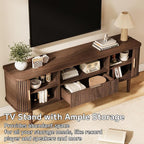 Fluted TV Stand, 55 Inch Mid Century Modern Media Console Table with Sliding Tambour Door Farmhouse Sideboard Buffet Cabinet Fits TVs up to 75 inch, Wood Entertainment Center for Living Room