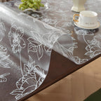 Warmstar Floral Table Protector 24 x 48 Inch, 1.5mm Thick Plastic Table Cover, Waterproof Dining Tabletop Protector Rectangle Vinyl Tablecloth PVC Desk Pad Mat for Kitchen, Wooden Table,Peony