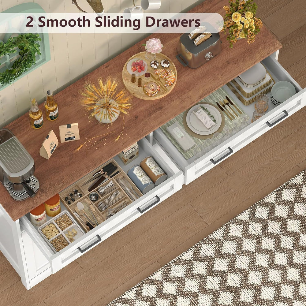 usikey 55" Buffet Cabinet with Storage and Drawers, Large Sideboard Buff...
