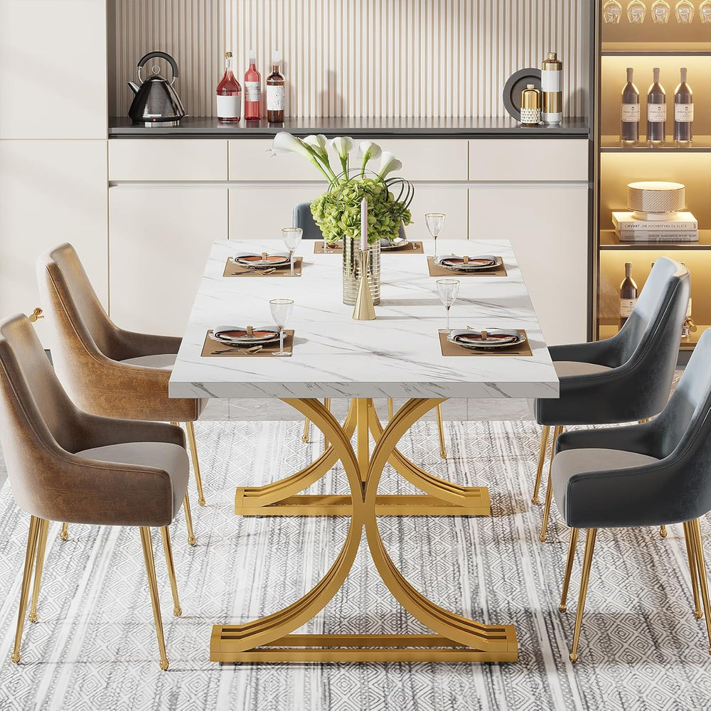 Tribesigns 63-Inch Rectangular Dining Table for 4 to 6, Modern Kitchen Table ...