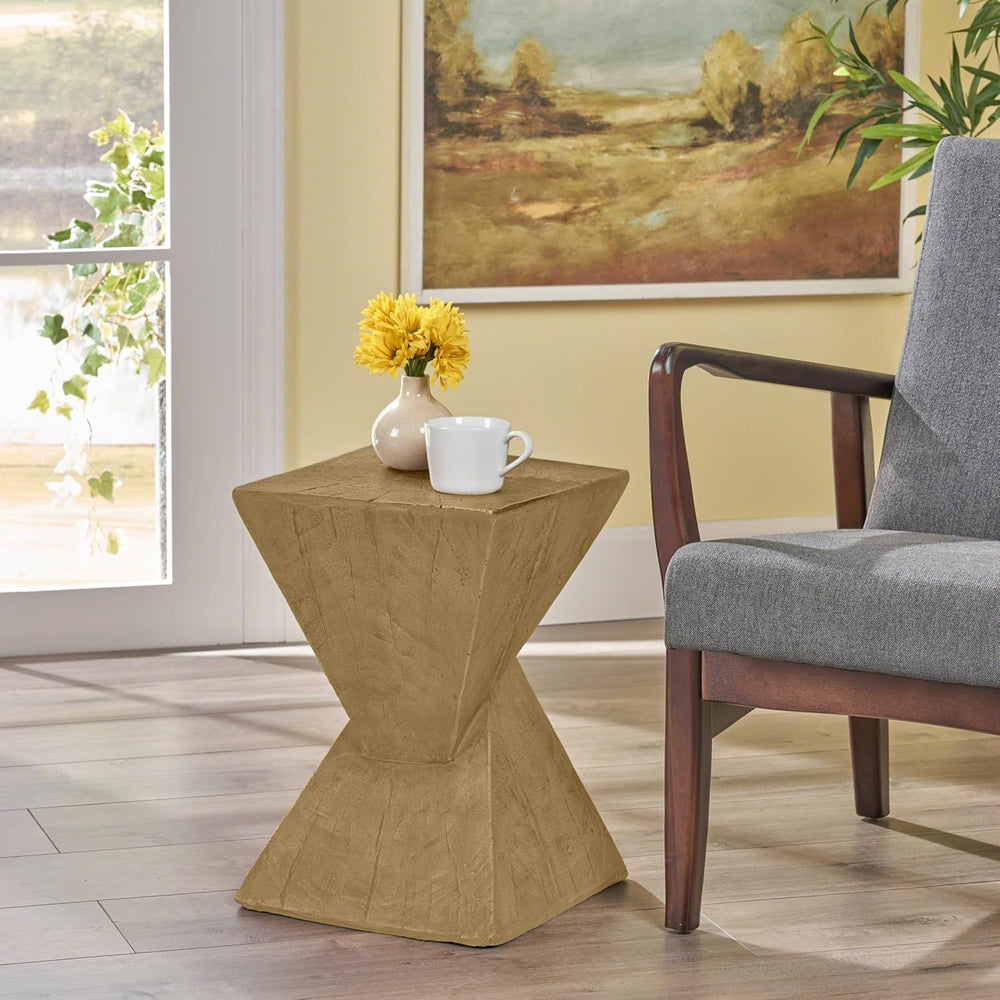 Modern Hourglass Side Table, Sculptural End Table for Living Room, Bedroom &a...