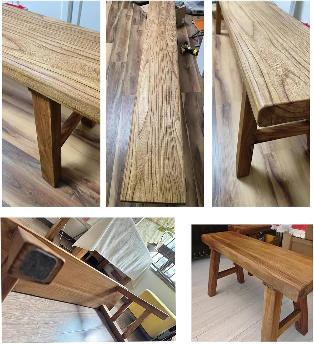 Farmhouse Indoor Wooden Living room Dining Bench, Asian Natural Wood Kitchen ...
