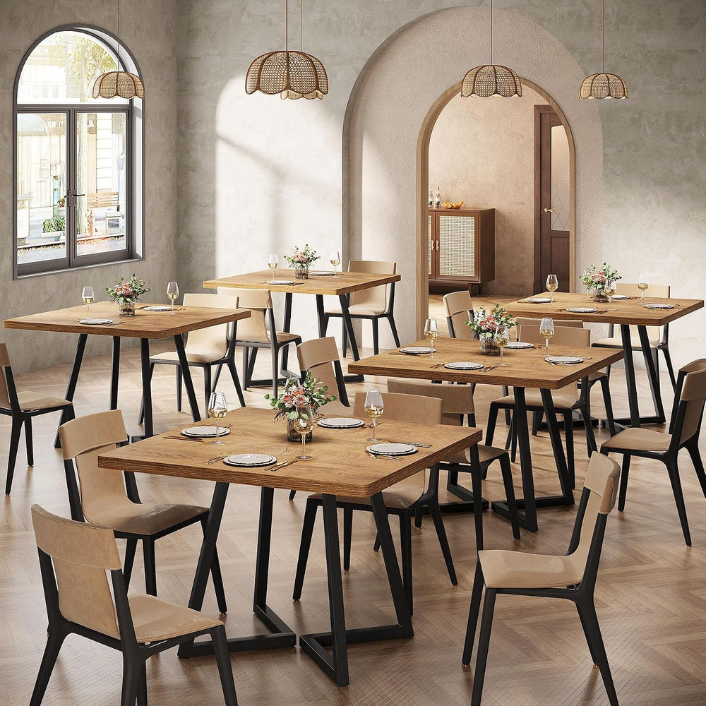 Tribesigns Square Dining Table Set of 6, 31.5" Farmhouse Dinner Table wi...