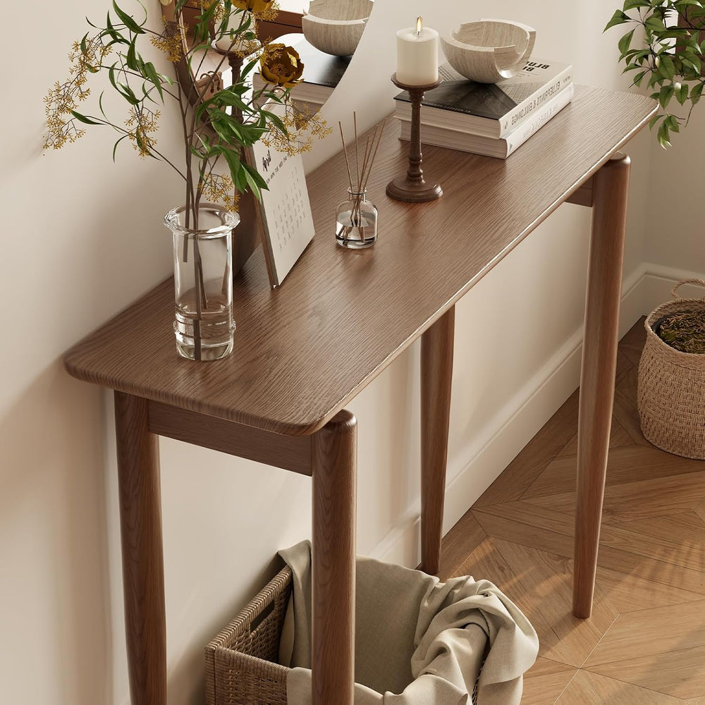 AQIMUELE Wood Console Table Walnut Entryway Table, Thin Console Table, Sofa T...