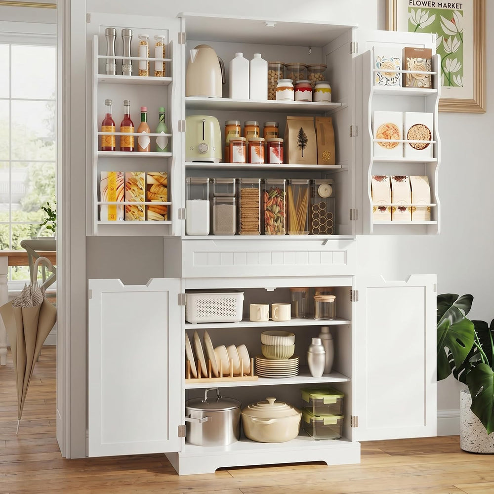 Gizoon Tall Kitchen Pantry Cabinet with Doors and Adjustable Shelves, White |...