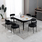 DYHOME Black Boucle Dining Chairs Set of 4, Modern Upholstered Dining Chairs with 4" Thick Cushion and Sturdy Metal Legs for Dining Room, Kitchen