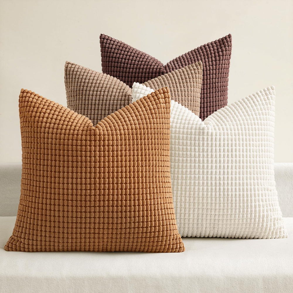 MIULEE Fall Decorative Throw Pillow Covers 20x20 Inch Set of 4 Brown