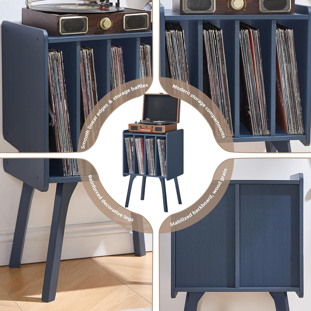 LELELINKY Record Player Stand, Blue Vinyl Record Storage Table for Albums | M...