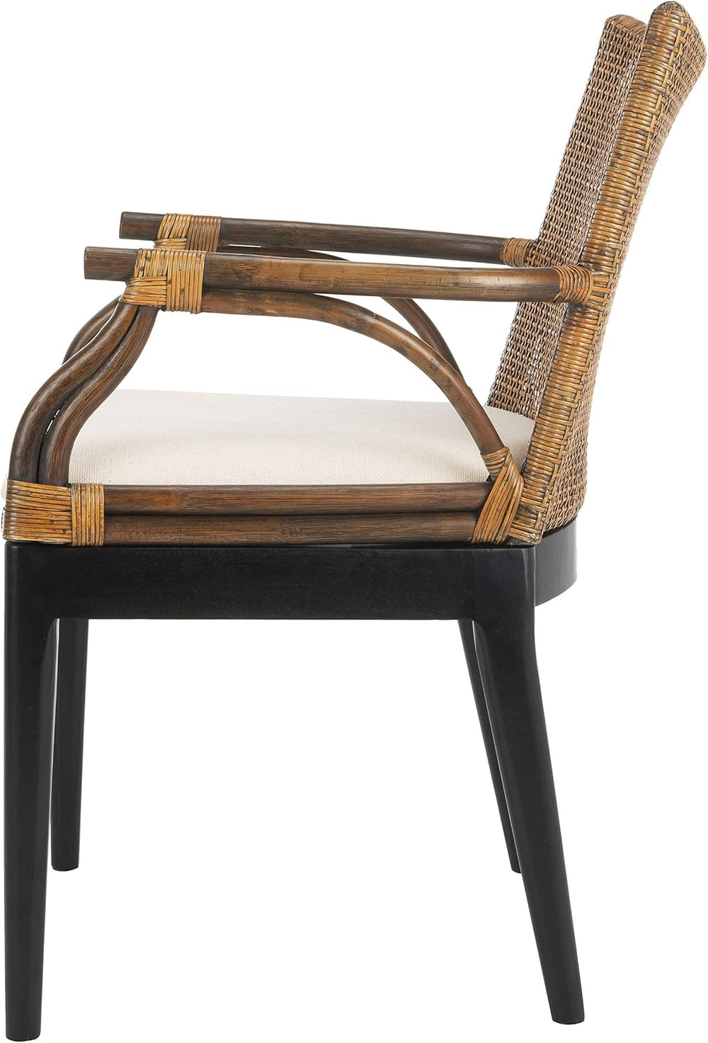SAFAVIEH Gianni Rattan Arm Chair 19.8”, Solid Wood Brown & Black SEA4011A...