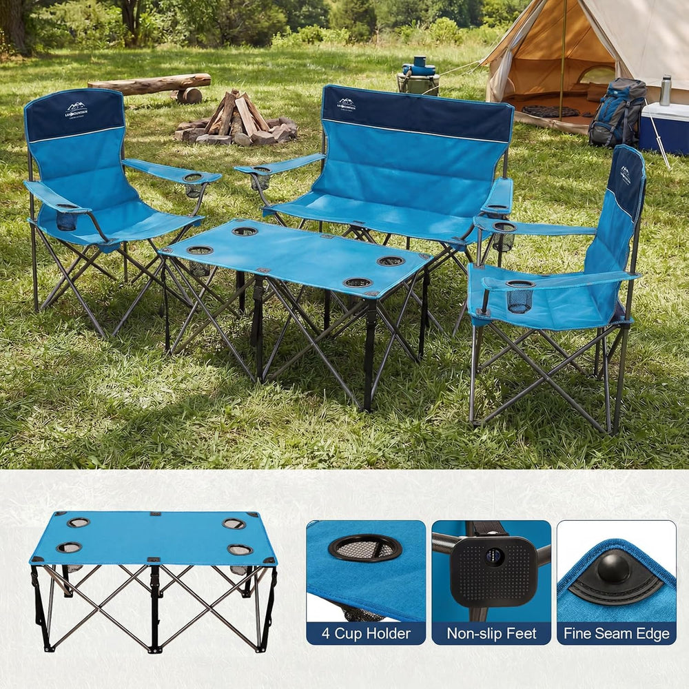 Oversized 4 Pcs Camping Chair Set with Table,Outdoor Folding Heavy Duty Lawn ...