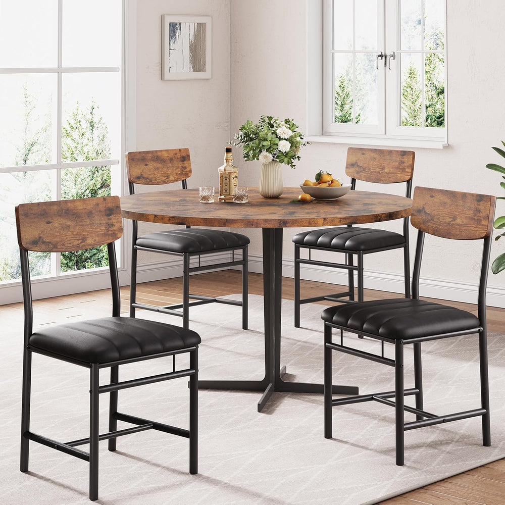 Jocoevol Industrial Dining Chairs Set of 4 - Upholstered Dining Room Chairs w...