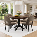 Upholstered Dining Chairs Set of 4, Mid Century Modern Dining Kitchen Chairs with Solid Wood Legs & Fabric Backret for Kitchen and Dining Rome, Brown
