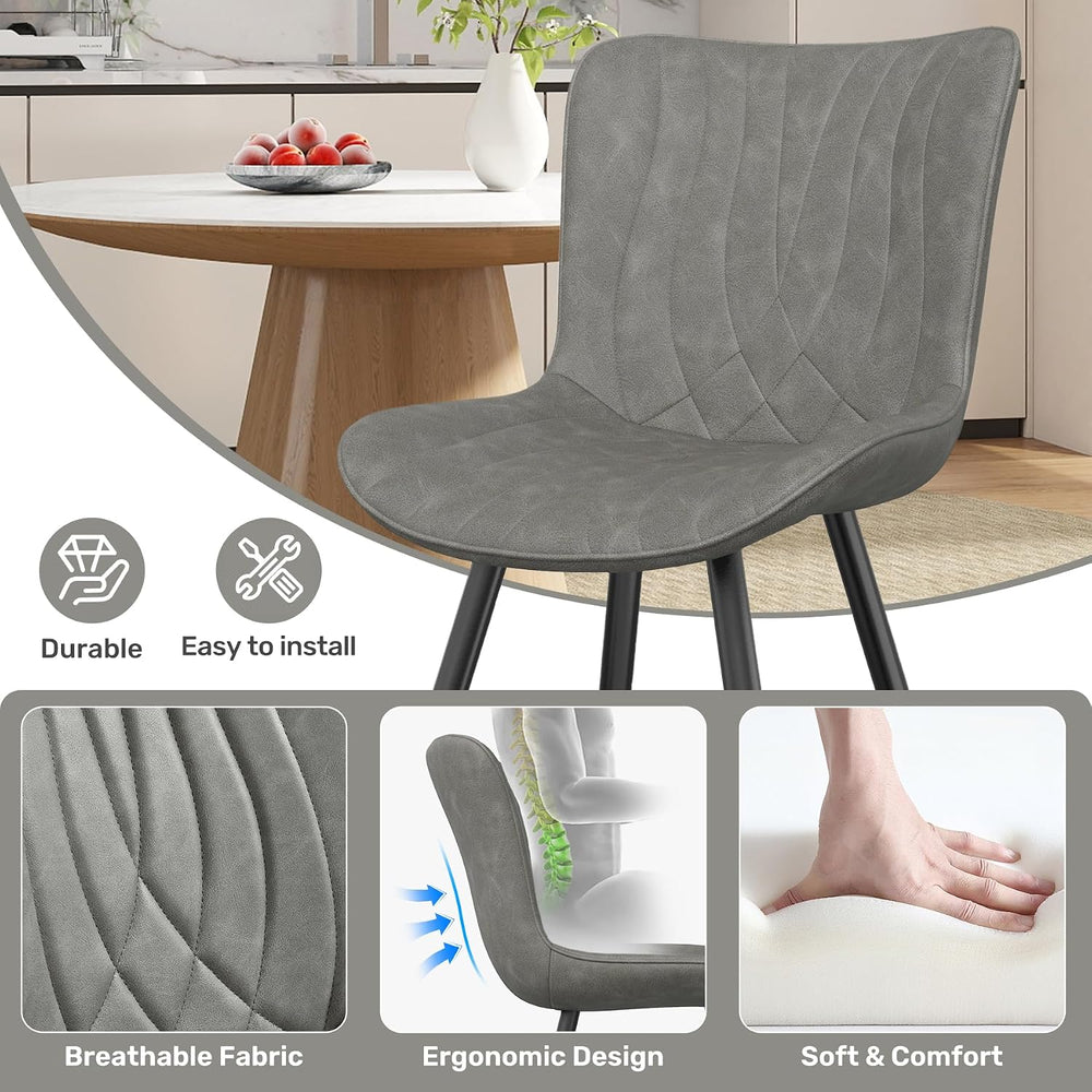 Dining Chair Set of 4 PU Leather Dining Room Chairs Upholstered Comfy Dining ...