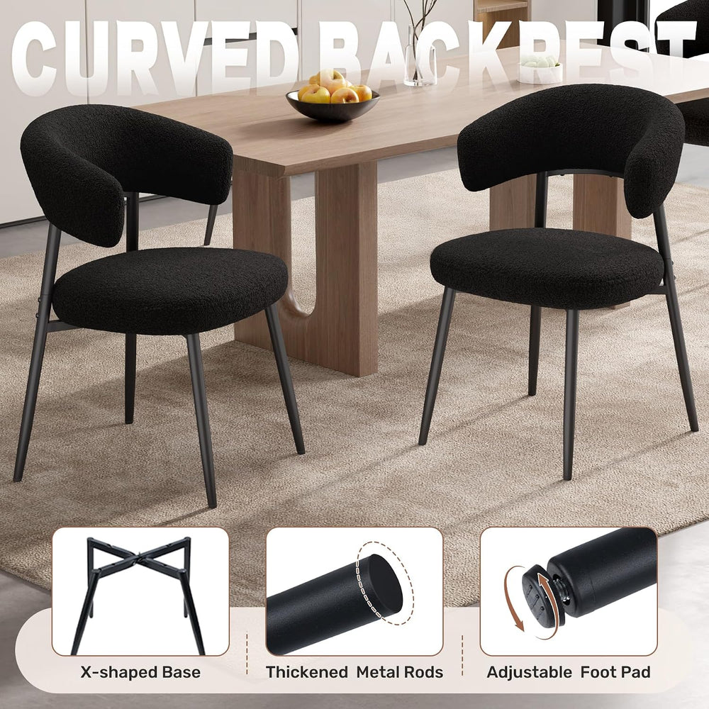 Dining Chairs Set of 4, Mid Century Modern Kitchen Chairs, Boucle Upholstered...