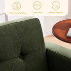 HUIMO Fabric Accent Chairs Set of 2, Living Room Chairs (2, Green) | Mid Century Modern Chair Easy to Install, Upholstered Arm Chair for Living Room Bedroom Study Office