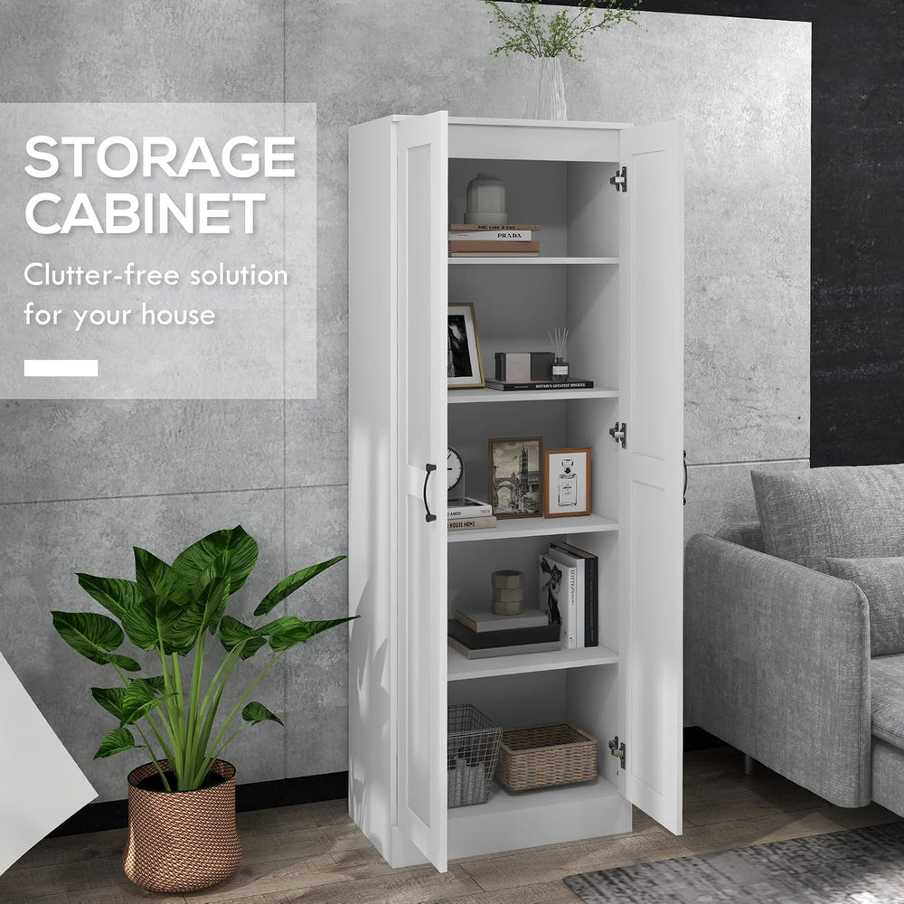 HOMCOM 69" Tall Storage Cabinet Movable Shelves Soft Close Doors White |...