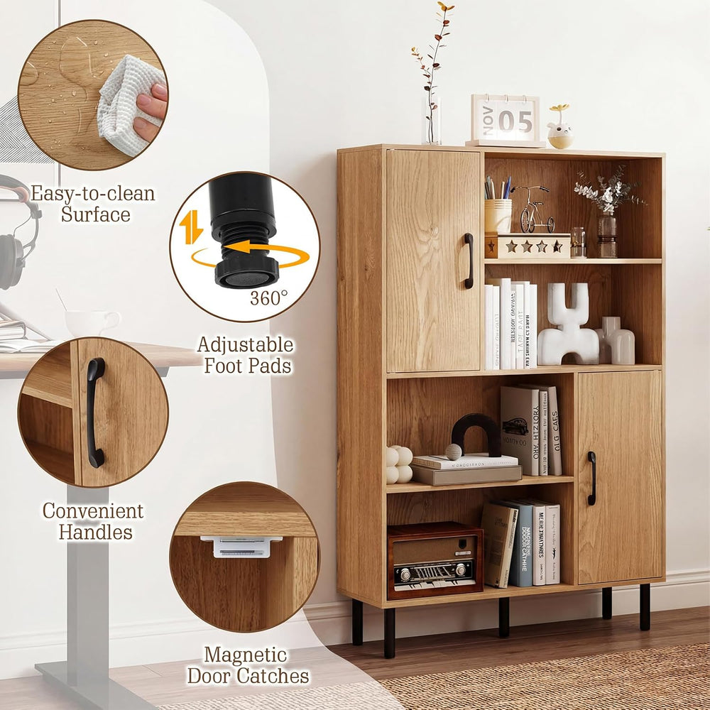 Giantex 47-Inches Storage Cabinet with Doors, Open Shelves, Anti-Tipping Devi...