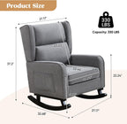 HCHAIRH Nursery Rocking Chairs, Modern Rocking Nursery Chair for Mom Nursery Rocker with High Backrest and Solid Wood Legs, Dark Grey