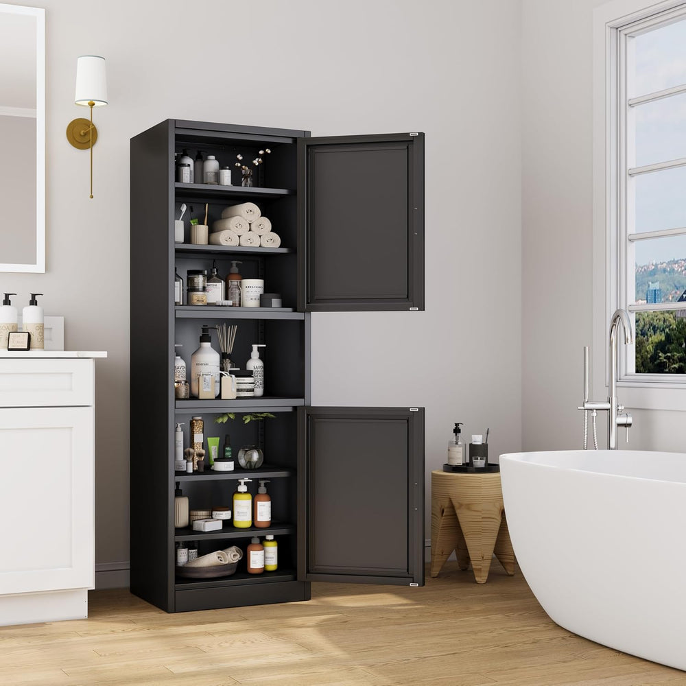 Ckzbx Tall Narrow Storage Cabinet 66.93" H Tall Bathroom Cabinet Metal P...