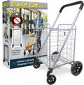 dbest Products Cruiser Cart Deluxe 2 - Foldable Shopping Cart with Wheels for Groceries - Heavy Duty Utility Cart with Brake System - Collapsible Laundry Cart - USA Designed - Holds 100 lbs - Silver