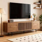 70.87" Mid-Century Modern TV Stand, Entertainment Center with 4 Storage Cabinets, Media Console Table for Living Room & Bedroom,Walnut