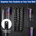 WORKPRO Magnetic Socket Organizer, 3/8-Inch Drive Aluminum Alloy Socket Rail, Heavy Duty Socket Holder, Socket Rack Kit 3/8-Inch x 10 Clips Black (Socket not Included)