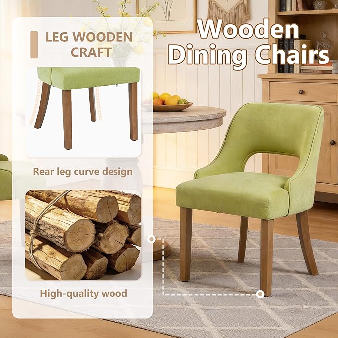 ClinQ Wooden Dining Chairs Set of 4, Modern Fabric Upholstered Kitchen Chairs...